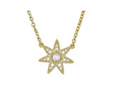 Judith Ripka White Topaz Accented 14k Gold Clad Star Station Necklace
