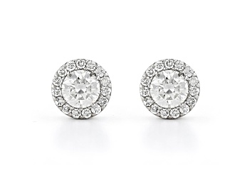 Picture of White Lab-Grown Diamond 14kt White Gold Halo Stud Earrings 1.50ctw