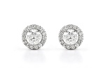 White Lab-Grown Diamond 14kt White Gold Halo Stud Earrings 1.50ctw