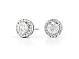 White Lab-Grown Diamond 14kt White Gold Halo Stud Earrings 1.50ctw