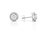 White Lab-Grown Diamond 14kt White Gold Halo Stud Earrings 1.50ctw