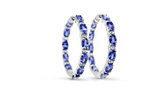 Oval Tanzanite and CZ Rhodium Over Sterling Silver Earrings, 10.31ctw