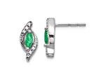 Rhodium Over 10k White Gold Diamond and 0.36ctw Emerald May Birthstone Stud Earrings