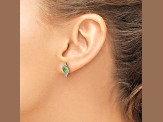 10k Yellow Gold and Rhodium Over 10k Yellow Gold Diamond and 0.36ctw Emerald Stud Earrings