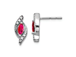 Rhodium Over 10k White Gold Diamond and 0.36ctw Ruby July Birthstone Stud Earrings
