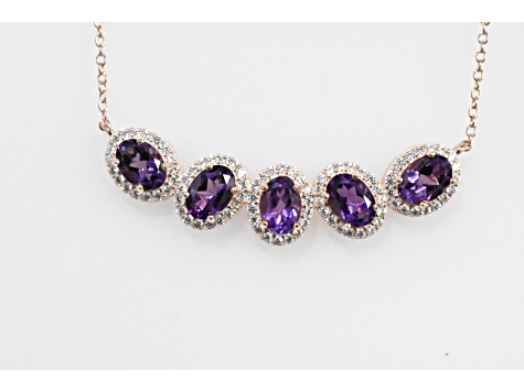 Oval Amethyst Rhodium Over Sterling Silver Necklace, 3.61ctw