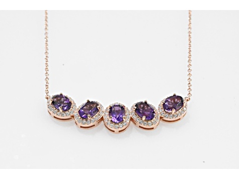 Oval Amethyst Rhodium Over Sterling Silver Necklace, 3.61ctw