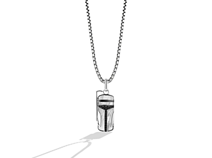 Star Warsâ„¢ Fine Jewelry Boba Fettâ„¢ Pendant 1/5 Ct.Tw. Black Diamond, MOP, Black Rhodium