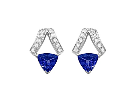 18K White Gold Tanzanite and Diamond Earrings  1.47ctw