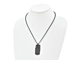 Stainless Steel Brushed and Laser Cut Black IP-plated Double Dog Tag 20-inch Necklace