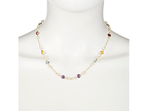 Multi-Gem 14k Yellow Gold 18" Necklace 9.19ctw