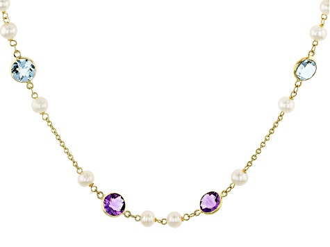 Multi-Gem 14k Yellow Gold 18" Necklace 9.19ctw