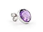 Purple Round Amethyst Sterling Silver Earrings 9ctw