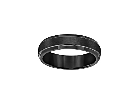 6mm Step-Edge Comfort Fit Band in Black Tungsten Carbide with