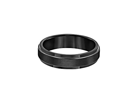 6mm Step-Edge Comfort Fit Band in Black Tungsten Carbide with