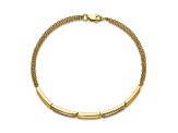 14k Yellow Gold Polished Rectangle Link Diamond Double Strand Bracelet