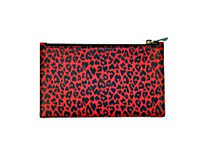 Saint Laurent Rouge Leopard Printed Calfskin Leather Medium Pouch