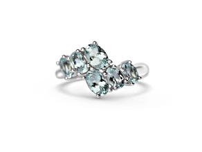 Rhodium Over Sterling Silver Oval Aquamarine Ring 1.66ctw