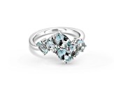 Rhodium Over Sterling Silver Oval Aquamarine Ring 1.66ctw