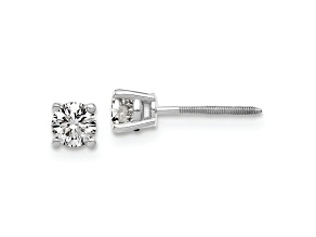 Rhodium Over 14K White Gold 1/2ct. 4.0mm Round G H I True Light Moissanite Screwback Earrings