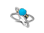 Silver Treasures by Samuel B. Sleeping Beauty Turquoise Sterling Silver & 18K Gold "X" Ring