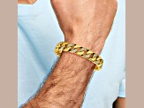 White Cubic Zirconia Stainless Steel Polished Yellow IP Plated Men's Bracelet