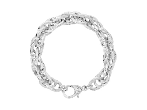 Judith Ripka Rhodium Over Sterling Silver Verona Bold Link Bracelet