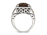 Sterling Silver with 14K Accent Antiqued Smoky Quartz Ring