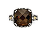 Sterling Silver with 14K Accent Antiqued Smoky Quartz Ring