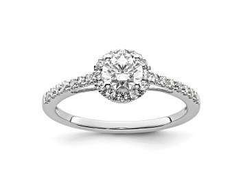 Picture of Rhodium Over 14K White Gold Eternal Promise Lab Grown Diamond Halo Complete Ring 0.76ctw