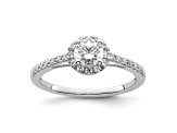 Rhodium Over 14K White Gold Eternal Promise Lab Grown Diamond Halo Complete Ring 0.76ctw