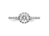 Rhodium Over 14K White Gold Eternal Promise Lab Grown Diamond Halo Complete Ring 0.76ctw