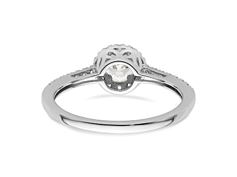 Rhodium Over 14K White Gold Eternal Promise Lab Grown Diamond Halo Complete Ring 0.76ctw