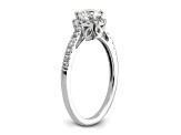 Rhodium Over 14K White Gold Eternal Promise Lab Grown Diamond Halo Complete Ring 0.76ctw