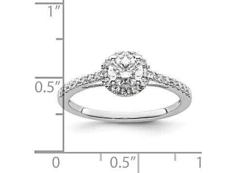 Rhodium Over 14K White Gold Eternal Promise Lab Grown Diamond Halo Complete Ring 0.76ctw