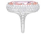 Judith Ripka 15.00ct Morganite Simulant and 5.00ctw Bella Luce® Rhodium Over Sterling Silver Ring