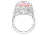 Judith Ripka 15.00ct Morganite Simulant and 5.00ctw Bella Luce® Rhodium Over Sterling Silver Ring