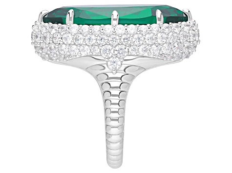 Judith Ripka 15.00ct Emerald Simulant & 5.00ctw Bella Luce® Rhodium Over Sterling Silver Ring