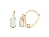 Lab Created Opal and White Zircon 10K Yellow Gold Dangle Earrings 0.84ctw