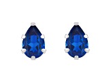 6x4mm Pear Shape Created Sapphire Rhodium Over 10k White Gold Stud Earrings