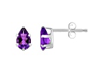 6x4mm Pear Shape Amethyst Rhodium Over 10k White Gold Stud Earrings