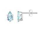 6x4mm Pear Shape Aquamarine Rhodium Over 10k White Gold Stud Earrings