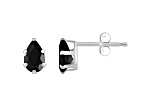 6x4mm Pear Shape Black Onyx Rhodium Over 10k White Gold Stud Earrings