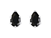 6x4mm Pear Shape Black Onyx Rhodium Over 10k White Gold Stud Earrings