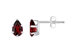 6x4mm Pear Shape Garnet Rhodium Over 10k White Gold Stud Earrings