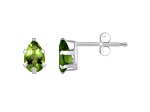6x4mm Pear Shape Peridot Rhodium Over 10k White Gold Stud Earrings