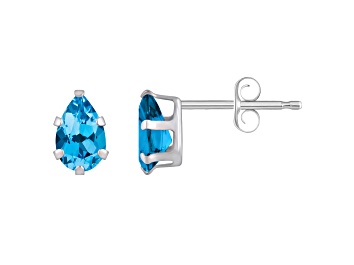 Picture of 6x4mm Pear Shape Blue Topaz Rhodium Over 10k White Gold Stud Earrings