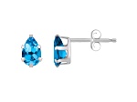 6x4mm Pear Shape Blue Topaz Rhodium Over 10k White Gold Stud Earrings
