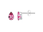 6x4mm Pear Shape Pink Topaz Rhodium Over 10k White Gold Stud Earrings