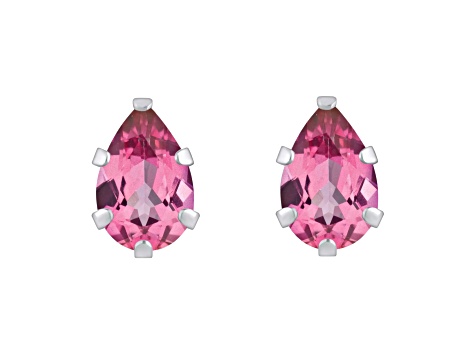 6x4mm Pear Shape Pink Topaz Rhodium Over 10k White Gold Stud Earrings